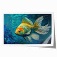 Colorful marine life wall art print showcasing various fish species in vibrant hues, rolled and packaged for easy shipping, perfect for coastal-themed decor.