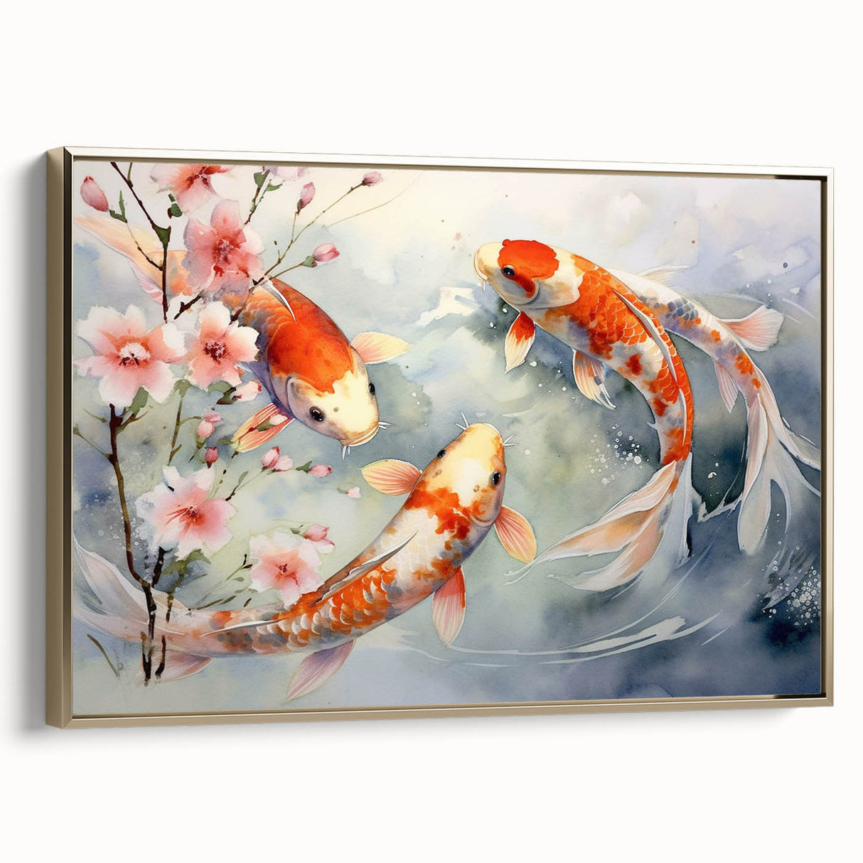 Framed wall art featuring a vibrant marine life fish design on a textured canvas, accented with a gold frame, perfect for ocean-themed decor in living spaces.