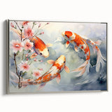 Framed wall art featuring a vibrant marine life fish design, showcasing a colorful underwater scene with intricate details, set in a sleek silver frame.