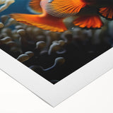 Vibrant rolled canvas artwork showcasing a marine life fish design, featuring colorful aquatic creatures against a textured background, ideal for ocean-themed decor.