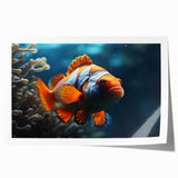 Vibrant marine life wall art print showcasing colorful fish and underwater elements, rolled and secured in a protective cardboard tube for easy display.