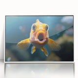 Framed wall art featuring a vibrant marine life fish design in acrylic, showcasing colorful aquatic species against a clean white background, ideal for ocean-themed decor.