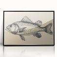 Framed acrylic wall art featuring a vibrant marine life fish design in a black frame, showcasing colorful aquatic species against a striking background. Perfect for ocean-themed decor.