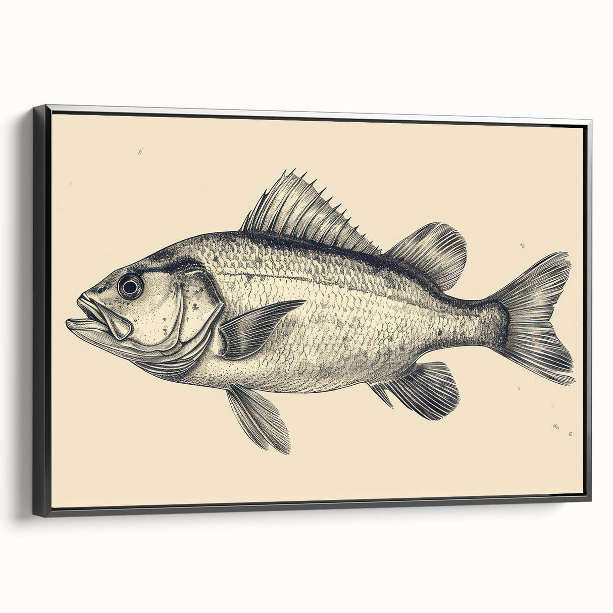 Framed wall art featuring a vibrant marine life fish design on canvas, showcasing colorful sea creatures against a black background, ideal for ocean-themed decor.