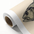 Vibrant rolled canvas featuring a marine life fish design, showcasing intricate details and colors, ideal for ocean-themed decor, packaged securely for delivery.