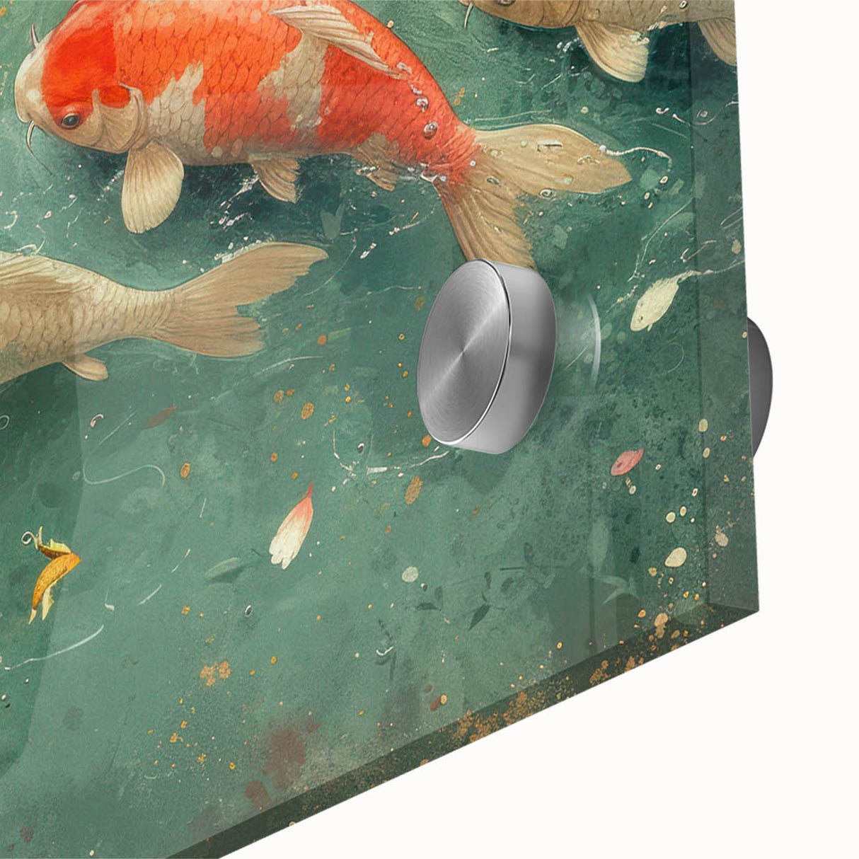 Vibrant close-up of a marine life wall art collection featuring colorful fish designs printed on acrylic glass, perfect for enhancing aquatic-themed decor.