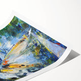 Colorful marine life fish design wall art print, featuring vibrant aquatic illustrations on a rolled canvas, suitable for home decor or ocean-themed spaces.