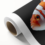 Vibrant rolled canvas wall art depicting a colorful marine life fish design, showcasing intricate details and vivid colors, perfect for ocean-themed decor.