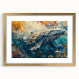 Gold-framed wall art featuring a vibrant marine life fish design, showcasing colorful aquatic species, perfect for ocean-themed decor and enhancing interior aesthetics.