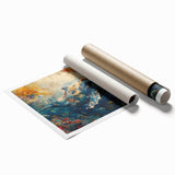 Vibrant marine life wall art featuring an array of colorful fish designed in a contemporary style, perfect for ocean-themed decor. Rolled print ready for framing.