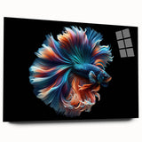 Acrylic glass wall art showcasing a vibrant marine life fish design, featuring intricate details and vivid colors, perfect for ocean-themed decor.