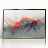 Framed acrylic wall art depicting vibrant marine life fish design in gold accents, ideal for adding a touch of elegance to coastal-themed decor.