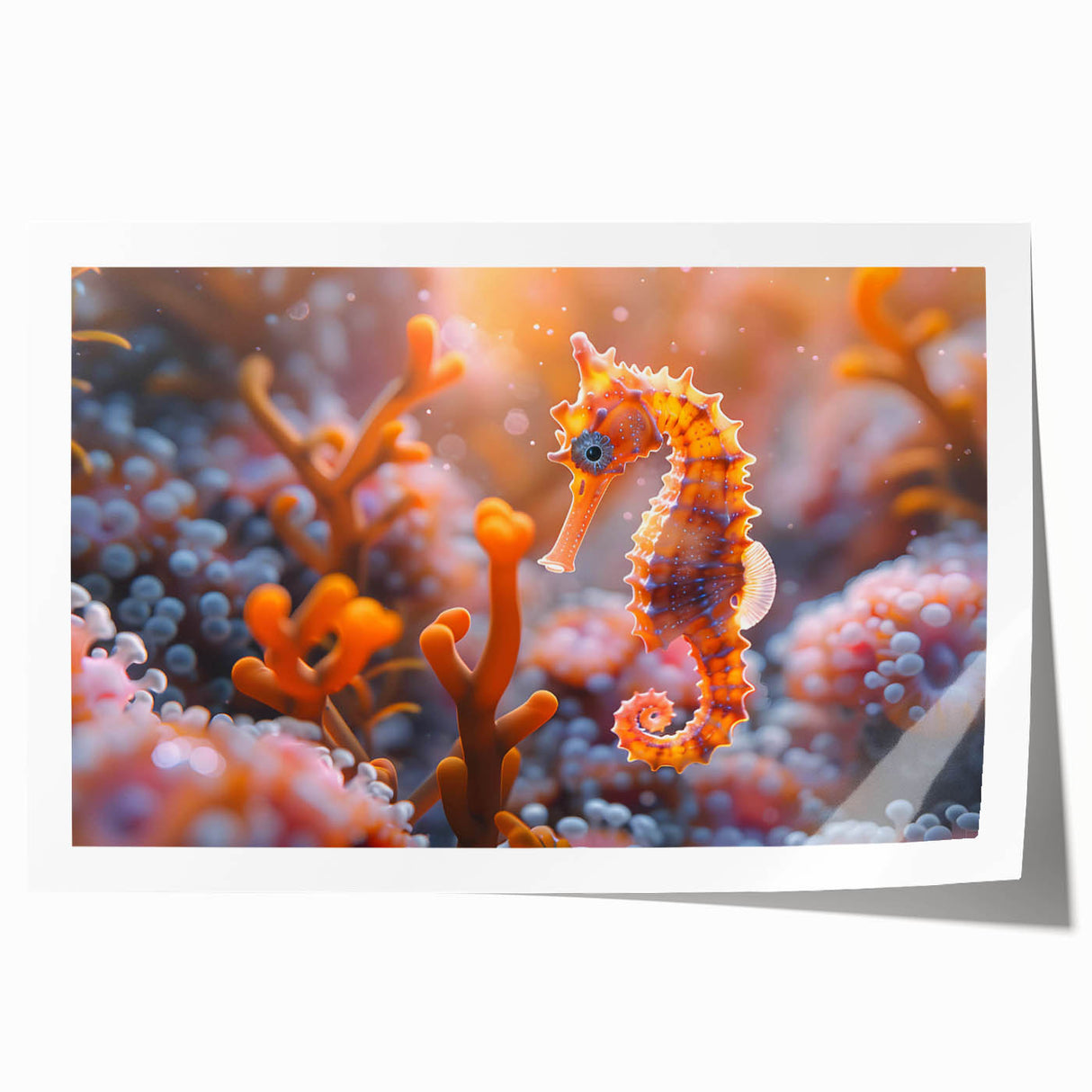 Vibrant marine life wall art print showcasing colorful fish designs, rolled for easy shipping, perfect for home decor enthusiasts. Ideal for ocean-themed interiors.