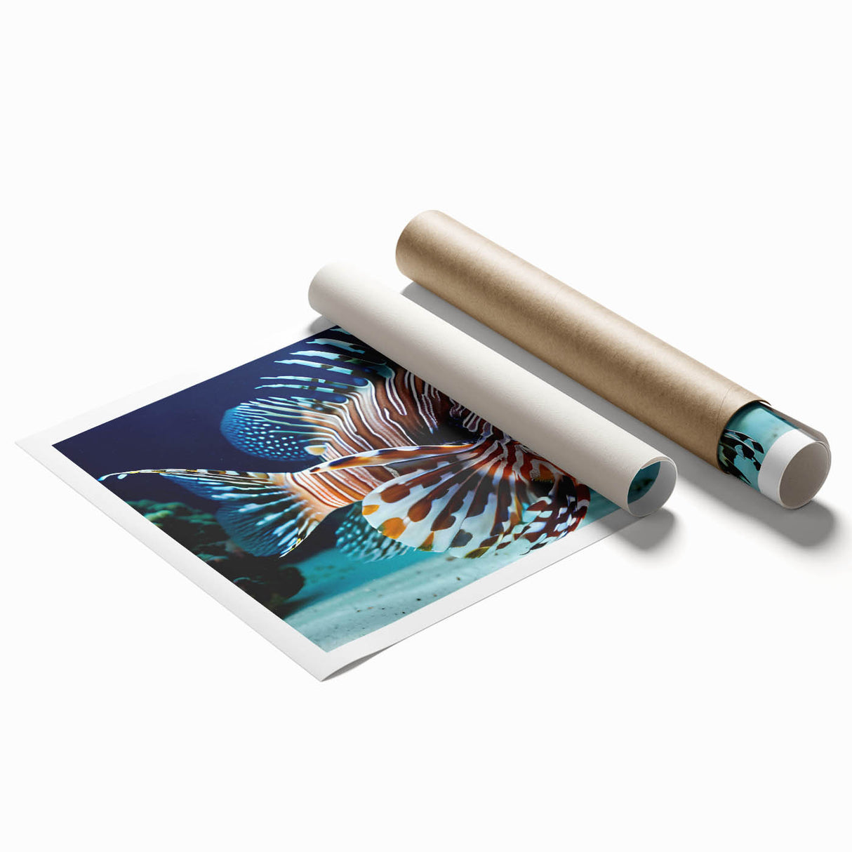 Colorful marine life fish design wall art print showcasing vibrant aquatic colors and intricate details, ideal for ocean-themed decor or art enthusiasts.