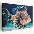 Colorful marine life wall art design featuring various fish species on a stretched canvas, showcased from a side view, perfect for ocean-themed decor.