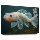 Side view of a vibrant acrylic wall art piece featuring a marine life fish design, showcasing intricate details and vivid colors, perfect for ocean-themed decor.