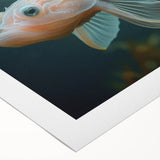 Colorful marine life fish design wall art on rolled canvas, showcasing vibrant aquatic colors and intricate details, perfect for ocean-themed decor.