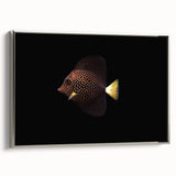 Framed canvas wall art showcasing a vibrant marine life fish design in silver, perfect for ocean-themed decor, enhancing any living space with color and elegance.