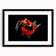 Framed wall art showcasing a vibrant marine life fish design, featuring a sleek black frame and mat, perfect for ocean-themed home decor.