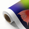 Vibrant marine life wall art design featuring colorful fish against a deep blue background, perfect for ocean-themed decor; rolled canvas for easy display.