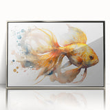 Framed wall art collection showcasing vibrant marine life fish design in acrylic with a sleek silver frame, perfect for enhancing coastal-themed decor.