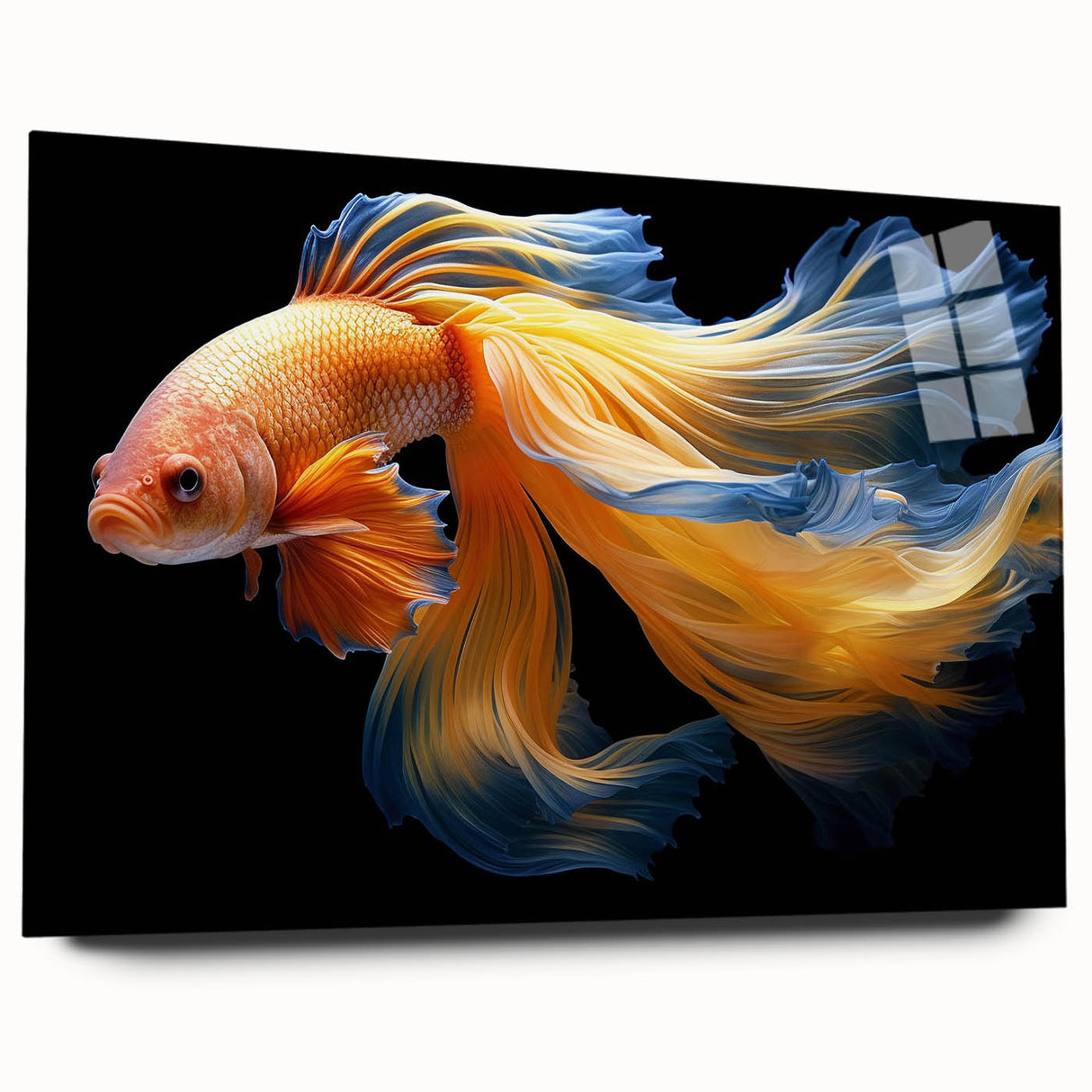 Colorful acrylic wall art collection showcasing marine life fish designs, displayed in a side view without pins, perfect for ocean-themed decor.