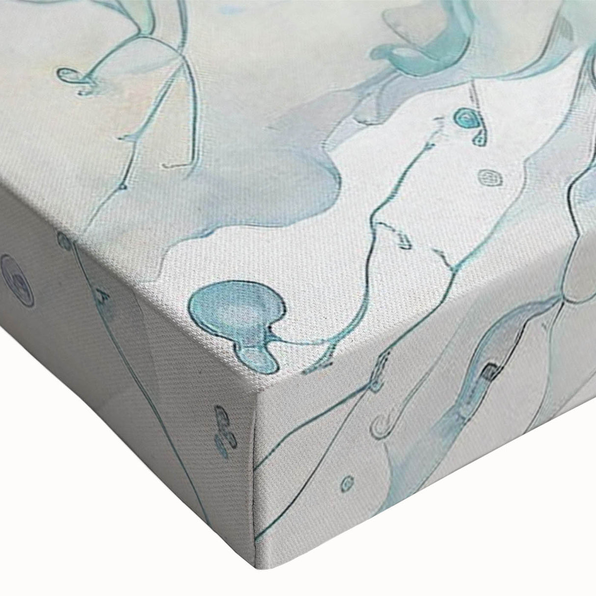 Close-up of a vibrant jellyfish design stretched canvas wall art piece, showcasing intricate details and fluid colors, perfect for marine life enthusiasts. Ideal for home or office decor.