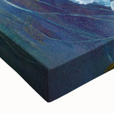 Close-up of a vibrant stretched canvas wall art featuring a stunning jellyfish design, showcasing intricate details and fluid colors, perfect for marine life enthusiasts.