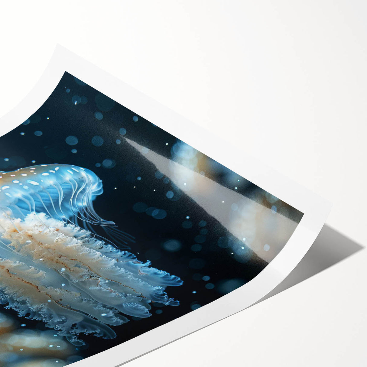 Colorful jellyfish wall art design showcasing vibrant marine life in an underwater scene, perfect for ocean-themed decor. Ideal for adding a touch of nature to any space.