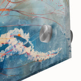 Close-up of a vibrant jellyfish wall art design, showcasing intricate details and vivid colors on acrylic glass, perfect for marine life enthusiasts.