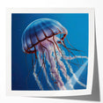 Vibrant jellyfish wall art design showcasing intricate patterns and colors on glossy canvas, ideal for marine-themed decor in modern interiors.