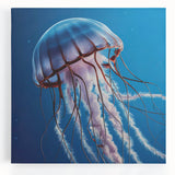Colorful jellyfish design stretched canvas wall art, showcasing intricate details and vibrant hues, perfect for marine life enthusiasts and modern home decor.