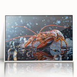 Framed wall art featuring a vibrant lobster design, set against a white background, showcasing intricate details and colors, perfect for marine life decor enthusiasts.