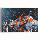 Vibrant stretched canvas wall art featuring a detailed lobster design, showcasing rich colors and intricate textures, perfect for marine life enthusiasts.