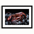 Elegant black-framed wall art showcasing a detailed lobster marine life design, perfect for coastal decor, enhancing any living space with oceanic charm.