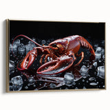 Framed wall art featuring a vibrant lobster design in rich colors, showcasing intricate details, ideal for marine-themed decor. Perfect for coastal homes.