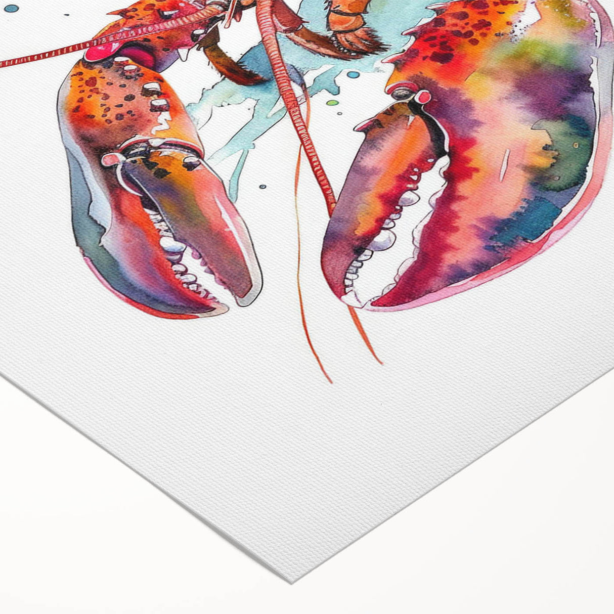 Vibrant rolled canvas art featuring a detailed marine life lobster design, perfect for coastal-themed decor, showcasing rich colors and intricate textures.