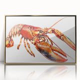 Framed wall art showcasing a vibrant lobster design, featuring intricate marine life details in gold accents, perfect for coastal decor enthusiasts.