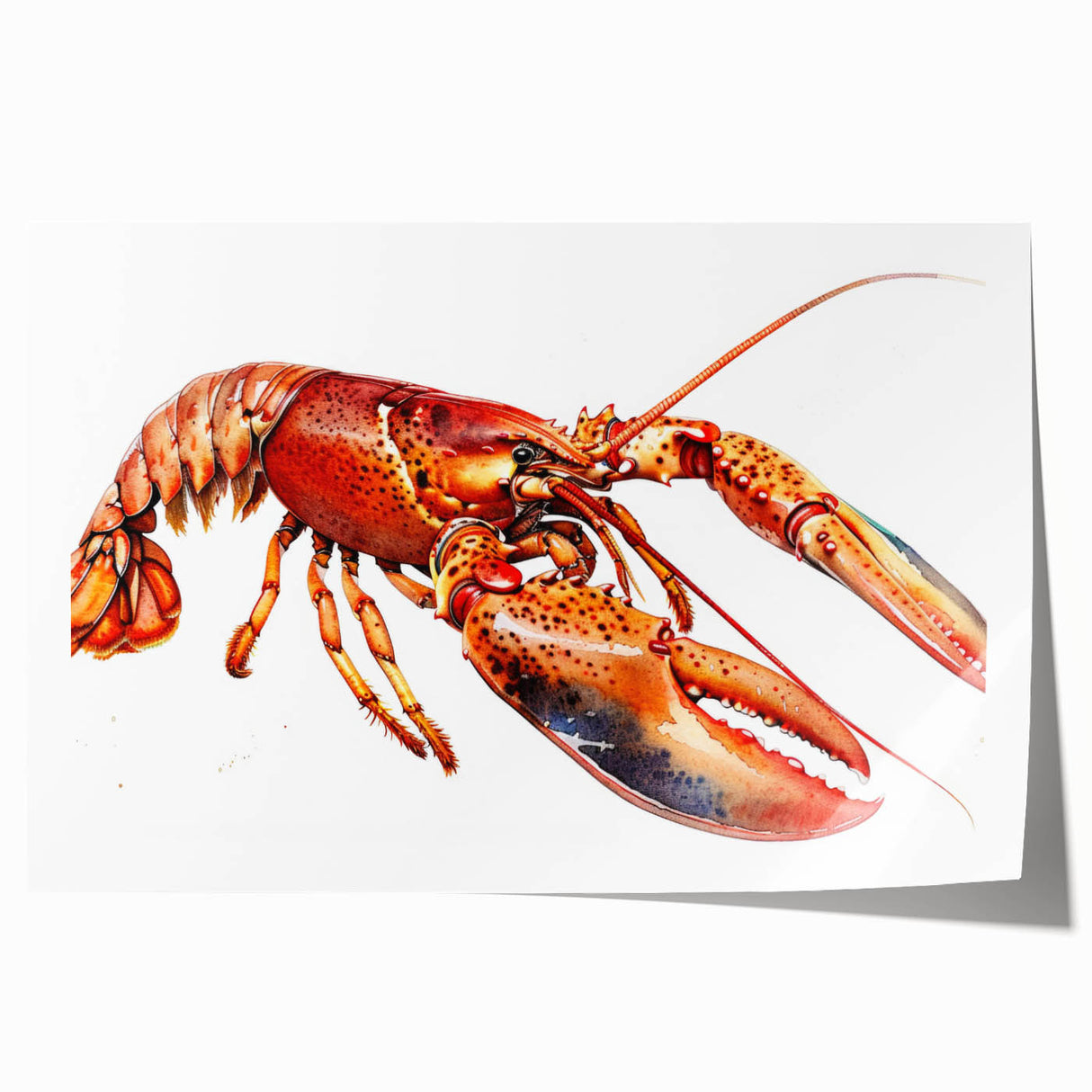 Vibrant rolled print of marine life featuring a detailed lobster design, ideal for coastal decor, showcasing rich colors and intricate textures, perfect for wall art enthusiasts.