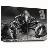 Lobster-themed wall art design featuring vibrant colors and intricate details, displayed in side view on acrylic glass, perfect for marine life enthusiasts.