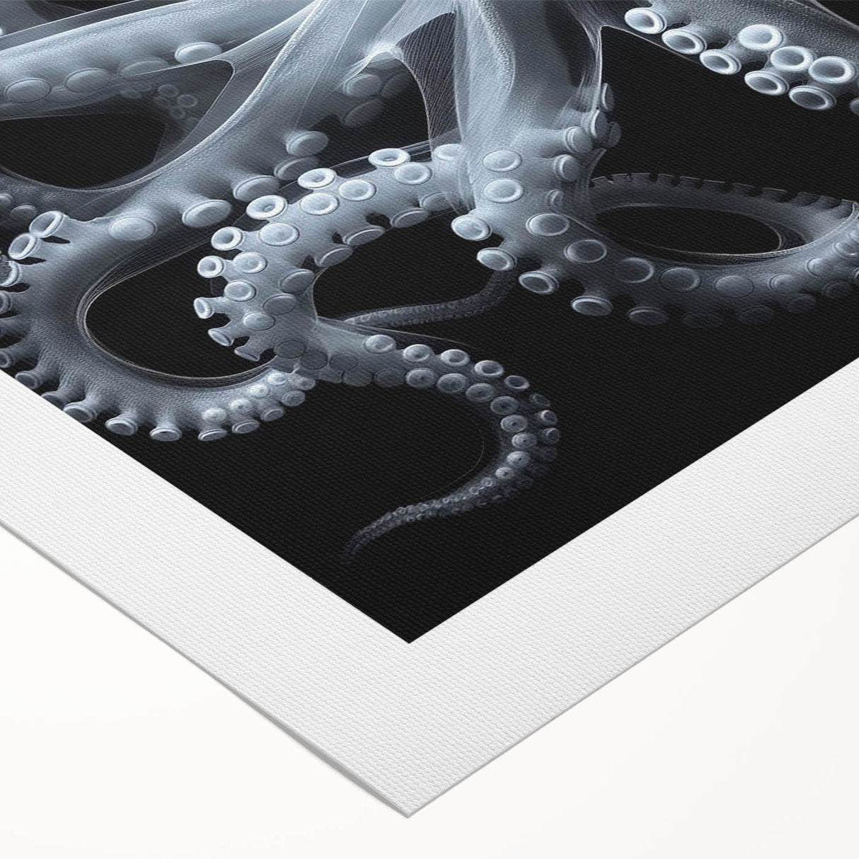 Colorful octopus design on rolled canvas wall art, showcasing vibrant marine life in intricate detail. Perfect for ocean-themed decor in homes or offices.