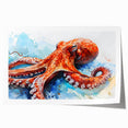 Vibrant octopus wall art print showcasing intricate marine life design with vivid colors, rolled and ready for display, perfect for ocean-themed decor.