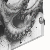 Close-up of a vibrant octopus wall art design printed on acrylic glass, showcasing intricate details and colorful marine life, perfect for ocean-themed decor.