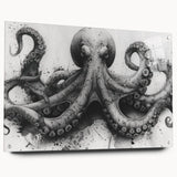 Side view of a striking octopus design wall art collection made from acrylic glass, showcasing vibrant colors and intricate details, perfect for marine life enthusiasts.
