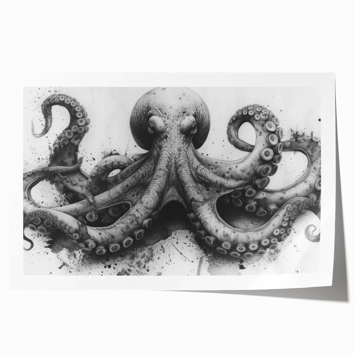 Colorful octopus wall art print showcasing intricate marine life design with vibrant details, perfect for ocean-themed decor or art collections.