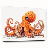 Vibrant acrylic wall art showcasing a detailed octopus design, emphasizing marine life in rich colors, displayed from a side view without pins. Perfect for ocean-themed decor.