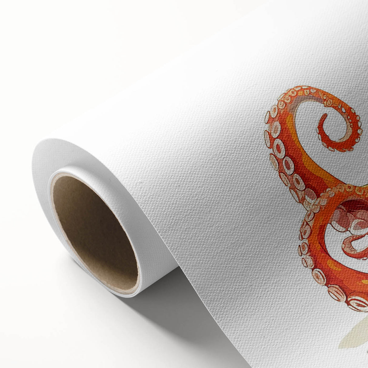 Vibrant rolled canvas wall art showcasing a detailed octopus design inspired by marine life, perfect for ocean-themed decor. Ideal for enhancing living spaces with a touch of aquatic beauty.
