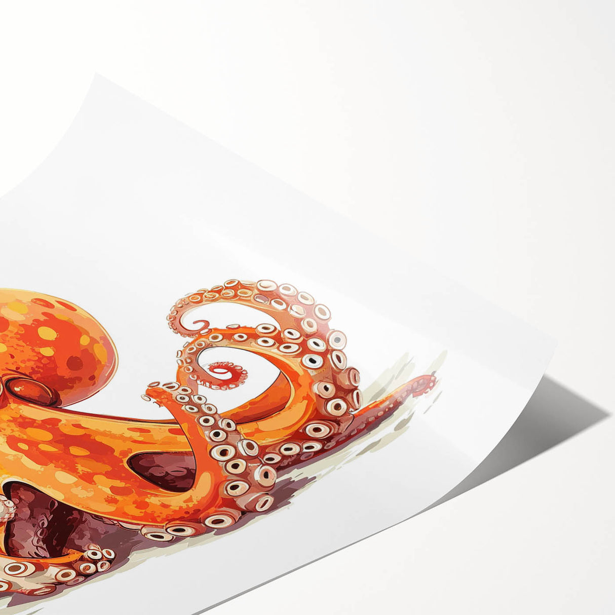 Vibrant octopus wall art design printed on high-quality canvas, showcasing intricate marine life details in bold colors, ideal for ocean-themed decor.