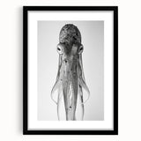 Framed wall art featuring a vibrant octopus design in marine life theme, set against a sleek black mat. Ideal for ocean lovers and modern decor.