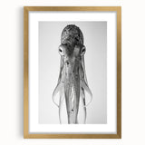 Gold-framed wall art featuring a vibrant octopus design, showcasing intricate marine life details and a stylish mat, perfect for ocean-themed decor.